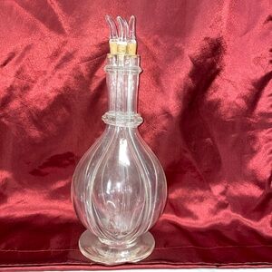Vintage French Glass 4 Chamber Wine Decanter with glass Tusk Stoppers